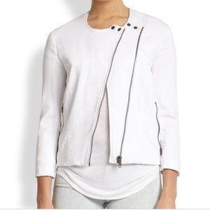 ❤️ Helmut Lang White Denim Moto Jacket Spring Sz S